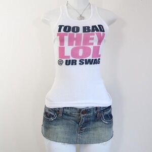 y2k slogan ribbed tank too bad they lol ur swag graphic
